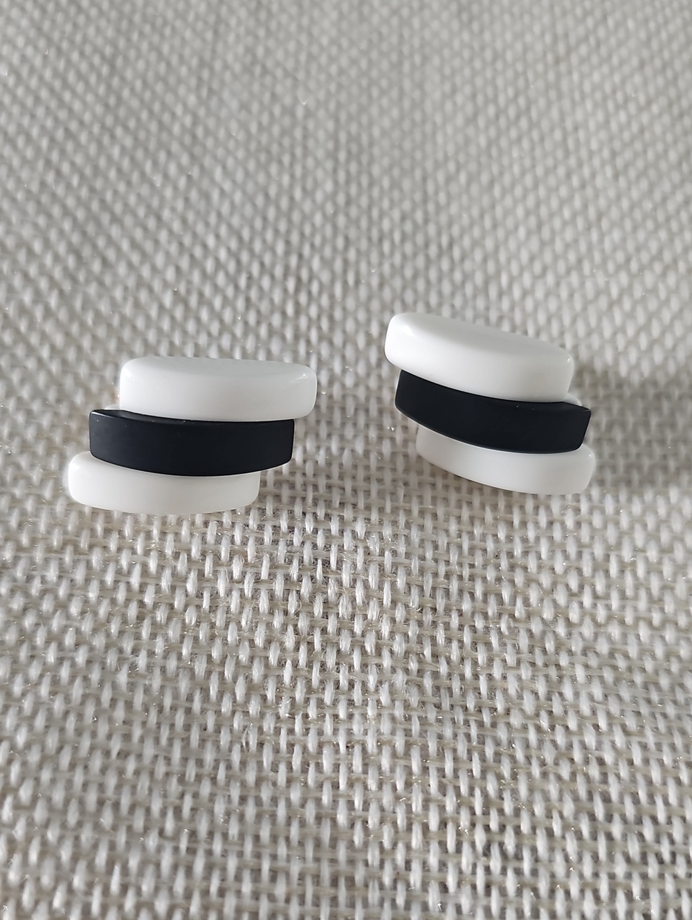 Minimalist Black and White Stackable Earrings - Women's Accessories